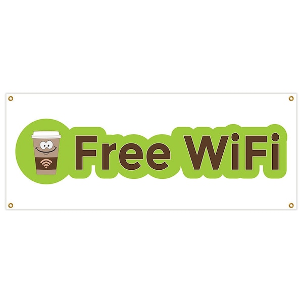 Signmission Free Wifi Banner Heavy Duty 13 Oz Vinyl with Grommets Single Sided B-Free Wifi - main